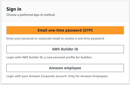 Sign-in to Workshop Studio